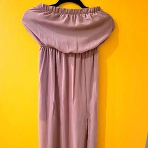 Strapless nude maxi dress